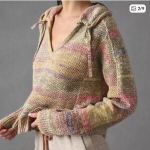 NWT Anthropologie Daily Practice Pastel Striped V-Neck Sweater-M